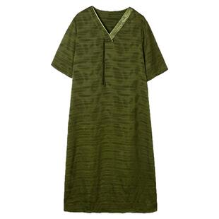 奥莱专柜品牌撤柜正品 KB夏装2025新款气质V领中长裙五分袖连衣裙