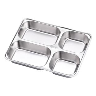 304不锈钢餐盘分格带盖餐盒 成人儿童学校食堂工厂饭盘快餐盘加厚