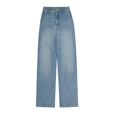 MISAZ水洗浅蓝渐变阔腿牛仔裤