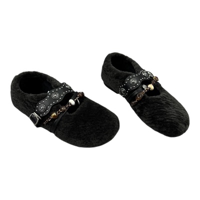 羊毛保暖毛毛鞋平底玛丽珍鞋女鞋