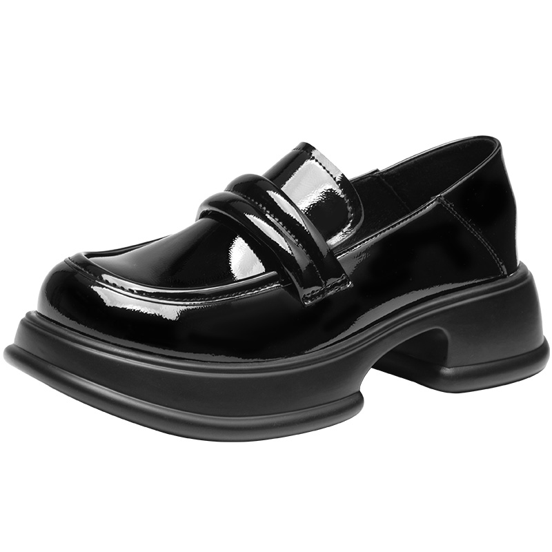 大东乐福鞋女鞋2025春秋季新款简约平底粗跟中跟纯色套脚Q0122