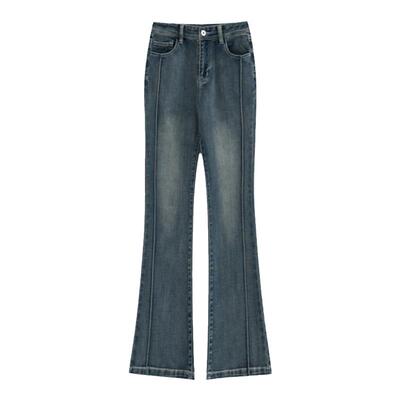 微喇牛仔裤通勤百搭明线显瘦设计