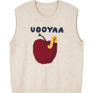 UOOYAA/乌丫2025秋季新款经典「New Vintage」苹果虫毛衫背心