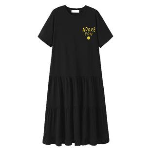 连衣裙显瘦遮肚微胖纯棉宽松大码长裙夏绝美小裙子女新款夏季t裙