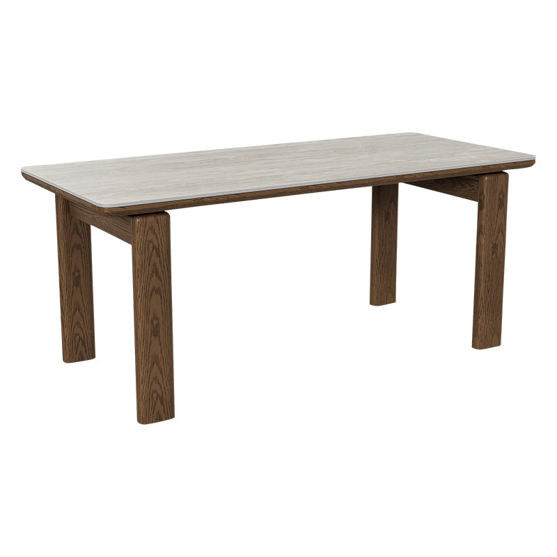 德利丰实木岩板餐桌中古风