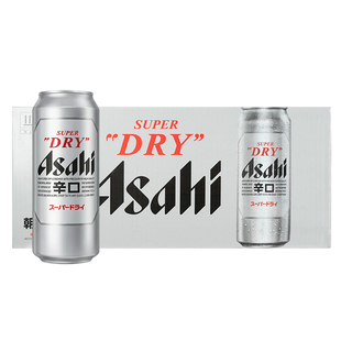 Asahi朝日生啤辛口啤酒500ml日式超爽麦芽啤酒拉罐黄啤24罐整箱