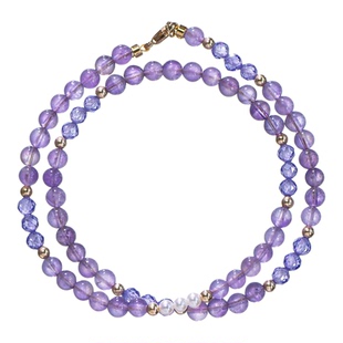 紫水晶手串双层珍珠能量好运手链女款高级感礼物日常百搭原创设计