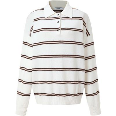 CALVINLUO条纹polo领针织衫上衣