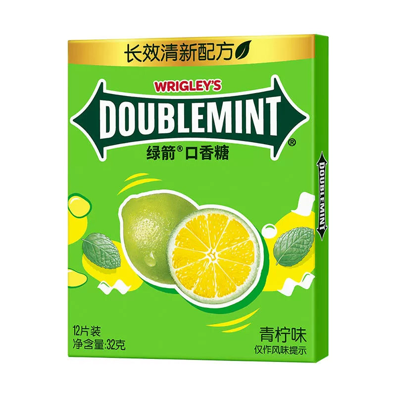 绿箭口香糖12片装*4盒32g桂花乌龙玫瑰茉莉青柠薄荷味解馋小零食