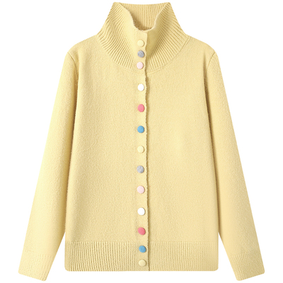 慕兔温柔风高领毛衣开衫外套