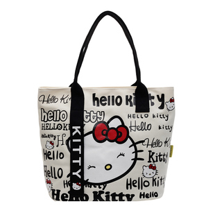 日系卡通kt猫帆布包包女2025新款休闲单肩大容量妈咪包外出手提袋