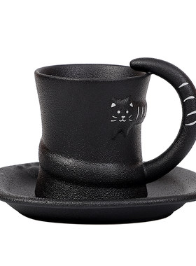 高级感黑猫陶瓷咖啡杯碟套装