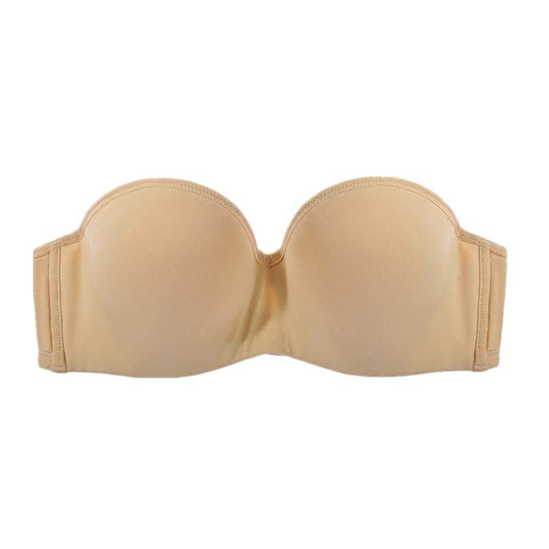 芒果小姐无肩带文胸聚拢防滑薄款蕾丝抹胸式无痕隐形夏季美背内衣