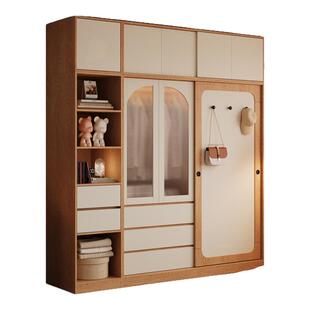 木兜家具山影衣柜家用卧室实木儿童单推拉门衣柜2026新款爆款衣橱