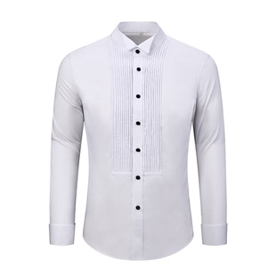 【法式翼领衬衫】平圆方中礼服长袖衬衫男婚礼新郎主持塔士多礼服