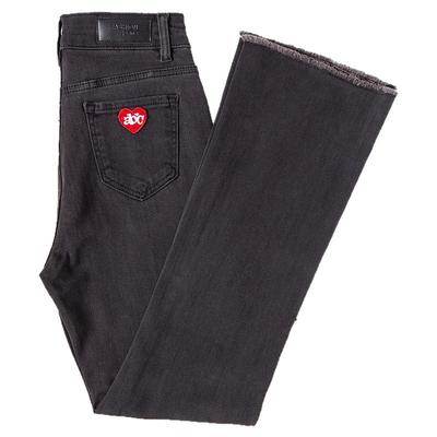 烟灰色微喇叭牛仔裤女秋冬加厚绒2025新款高腰显瘦小个子喇叭裤子