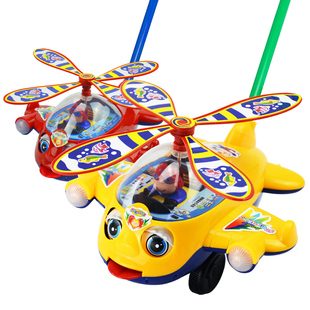 大号手推飞机响铃眨眼吐舌头学走路儿童手推学步玩具卡通动物