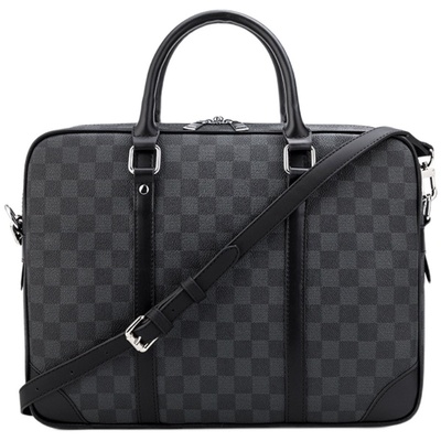 Cavid Kevin欧美时尚男士包黑格纹商务电脑包手提包公文包商务包