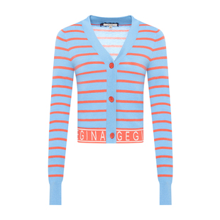 GEGINA吉吉娜女装羊毛羊绒混纺针织衫条纹短款开衫外套商场同款