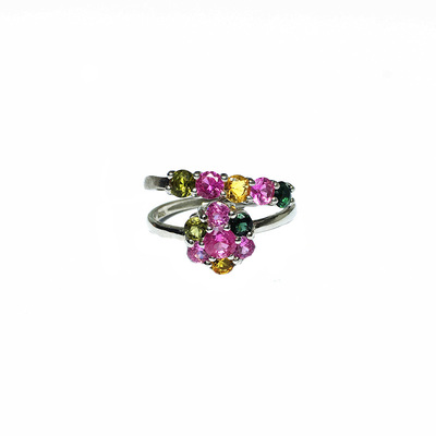 天然水晶托帕石活口指环海蓝宝