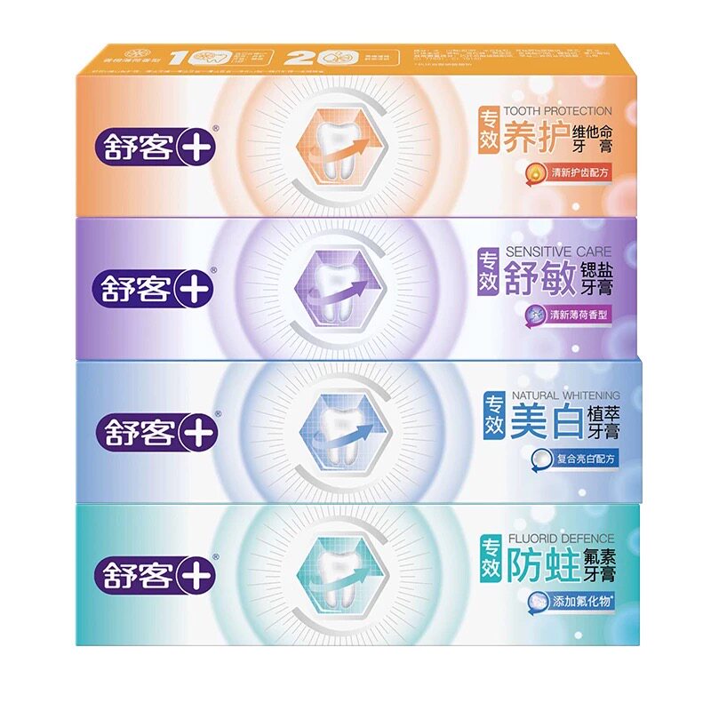 舒客清新牙膏家庭实惠套装4支