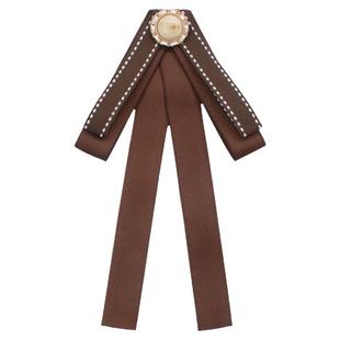 领花女咖棕色飘带蝴蝶结领口配饰职业装衬衫领结胸针别针