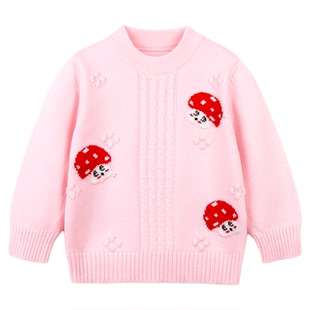 女童羊绒衫儿童毛衣2025新款圆领婴儿针织衫女孩打底衫宝宝羊毛衫