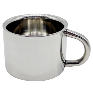 迷你白色小茶杯防摔酒杯咖啡杯带手柄沸水不锈钢户外水杯双层泡茶