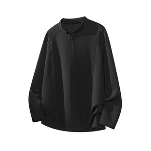 阿叔潮牌 美式纯色简约长袖T恤秋冬情侣设计款百搭宽松休闲打底衫