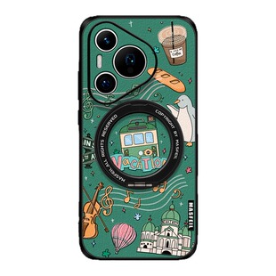 SHEHENG ×旅行印记适用华为pura80手机壳新款pura70pro磁吸全包80Ultra潮牌高级支架一体壳p70轻奢素皮Ho5