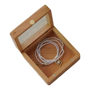 樱桃木珠宝收纳盒首饰盒小型玻璃盖饰品盒项链手镯精致奖牌实木盒