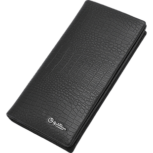 金利来羊皮银包新款钱包男长款鳄鱼纹多卡位商务休闲潮流男式钱夹