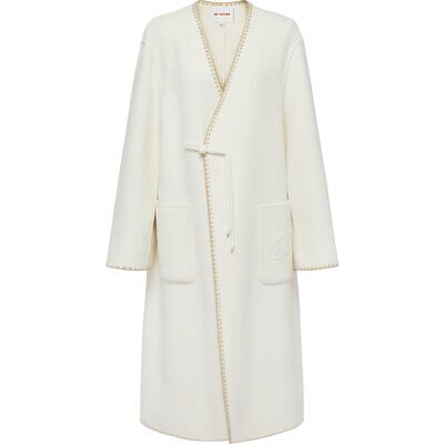 雅莹美利奴羊毛刺绣双面呢大衣