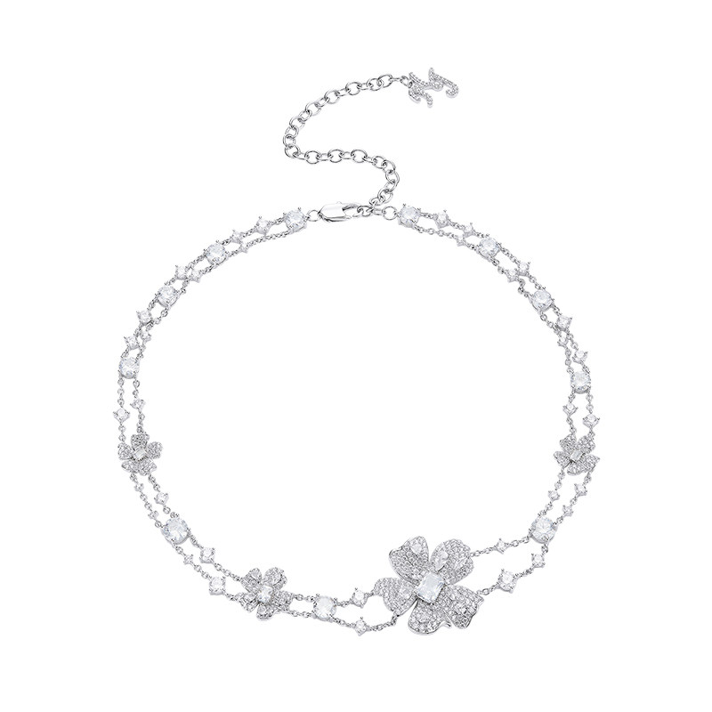NJJewelry花朵双层项链