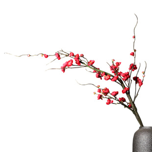 单支腊梅梅花枝仿真花假花绢花中式禅意客厅落地桌面摆件插花花艺