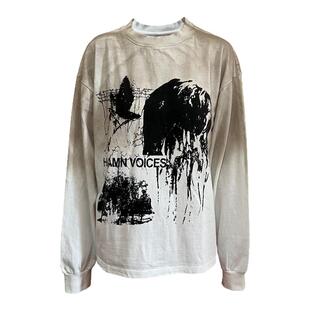 Human Voices水洗脏染做旧印花长袖T恤男女宽松薄款卫衣秋冬潮牌