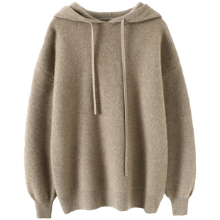 重磅推荐！稀有日本订单~四平针连帽羊绒衫女卫衣加厚毛衣女宽松