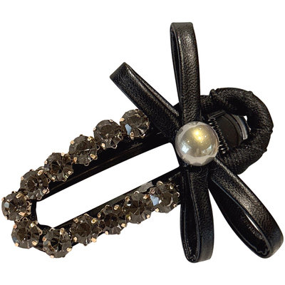 高级感皮质蝴蝶结珍珠闪钻鸭嘴夹