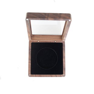 透明徽章盒纪念币盒胡桃实木盒子胸章奖牌勋章钱币包装盒收纳可订