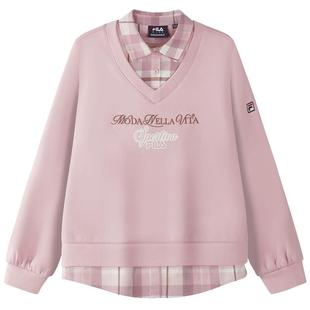 FILA KIDS斐乐童装女大童卫衣2026春季新款儿童加绒翻领休闲上衣
