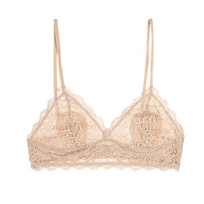 美背蕾丝白色超薄胸罩三角杯