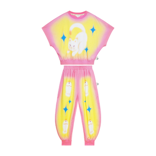 pocoblush原创设计星空下的小猫卫衣长裤女童春夏装运动休闲套装