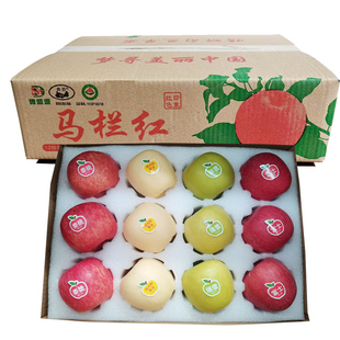旬邑德盛源四色风味果12枚75-80mm秦脆+维纳斯+瑞雪+富士普箱