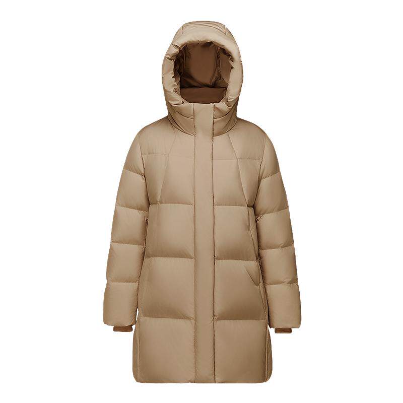 波司登女休闲中长款连帽羽绒服厚