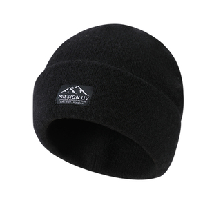 MISSION UV纯羊毛保暖毛线帽加厚针织帽冷帽户外护耳防寒帽子男冬