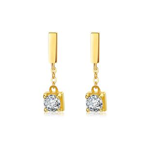 海带同款一撇一捺10K金耳钉女水晶耳饰链条耳环轻奢时尚2024新品