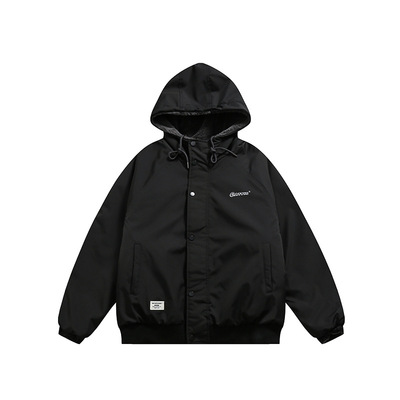 大码女装双面穿羊羔毛连帽外套