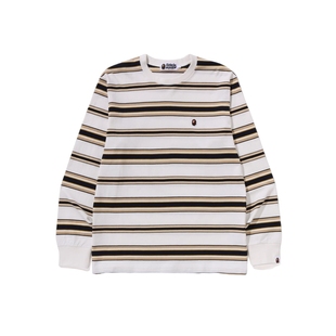 BAPE男装25年春夏猿人刺绣标条纹图案长袖T恤009111O