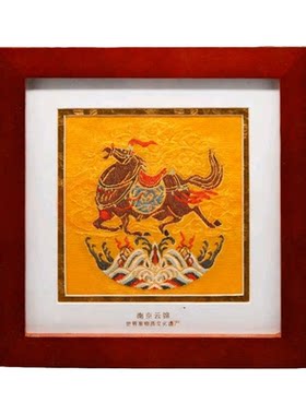 南京云锦马刺绣中国风木框挂画