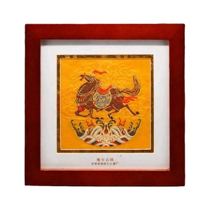 南京云锦马刺绣中国风木框挂画